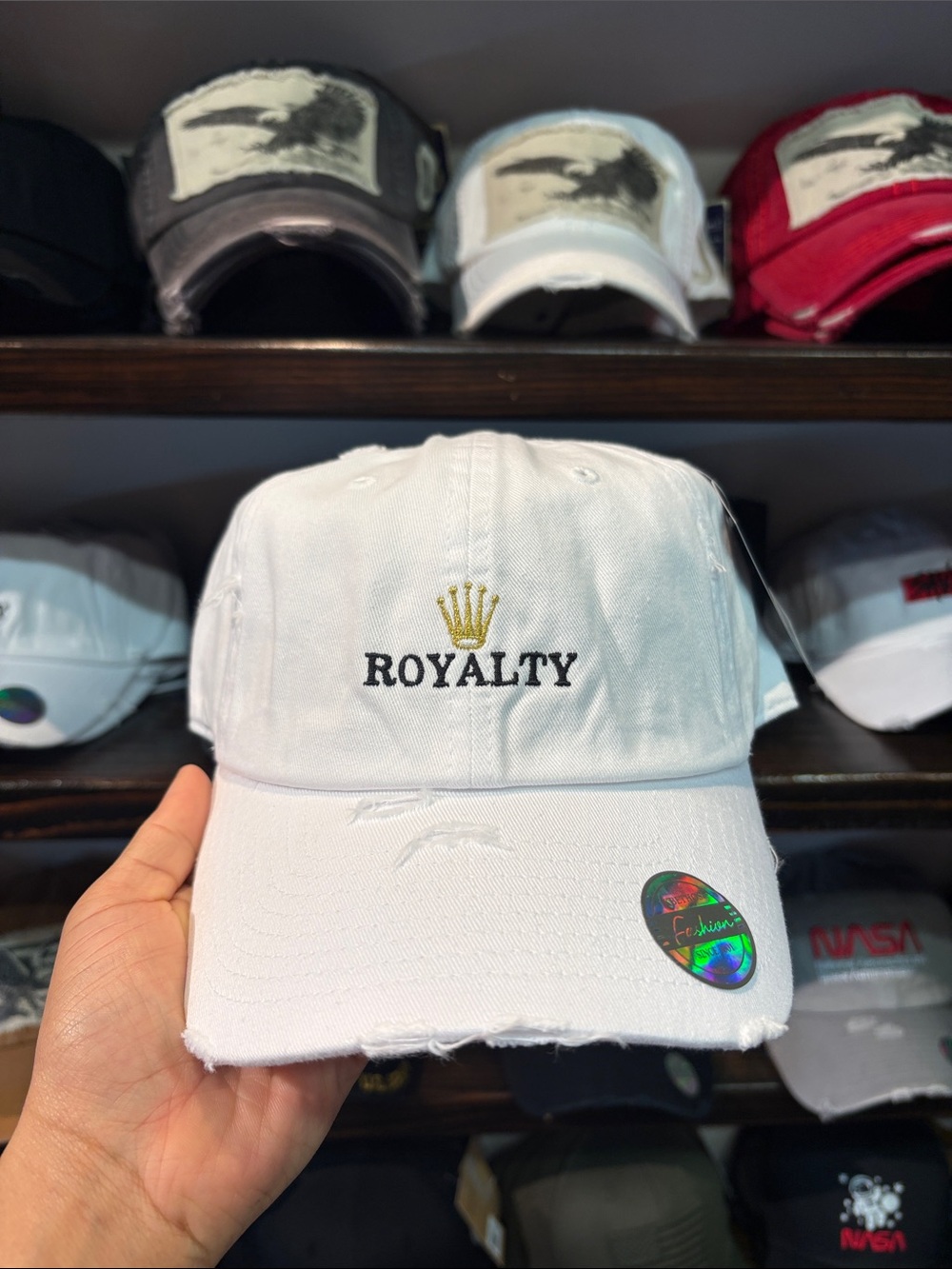 White "ROYALTY" Embroidered Baseball Cap